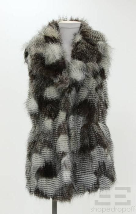 Romeo Juliet Couture Brown Grey Faux Fur Vest Size M