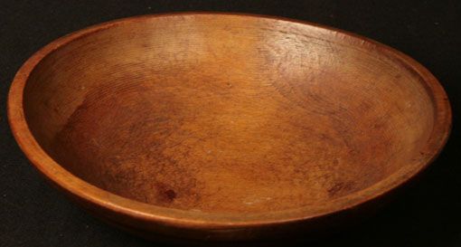 Antique Arts Crafts Handmade Turned Primitive Wooden Wood Bowl Signed