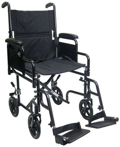 Karman T 2700 Transport Chair Removable Desk Armrests Black Wheelchair