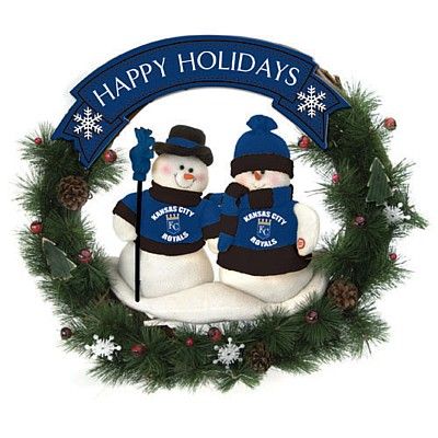 Kansas City Royals Team MLB Snowman 20 inch Holiday Christmas Wreath