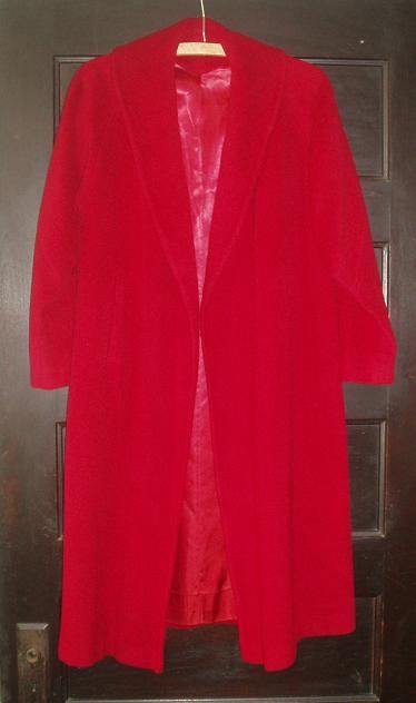 vintage 100% Cashmere 1960s RED WRAP COAT mad men couture mid 20th