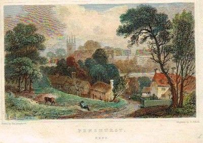 Hand Colored Engraving c1850 Penshurst Kent by H Adlard