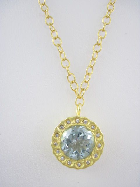 Kevia 22kt Gold Vermeil Blue Topaz CZ Necklace