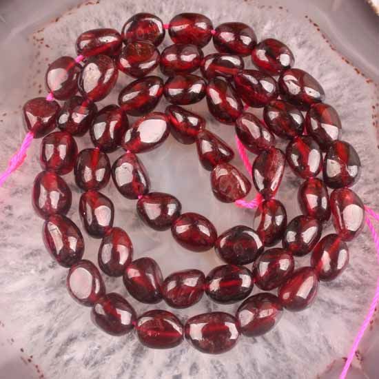 6x8mm Natural Garnet Pebble Loose Beads Gemstone 15 5L