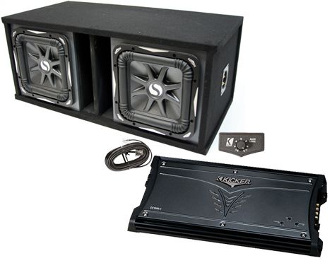 KICKER 15 DUAL VENTED SUB ENCLOSURE W/ 2 S15L7 2 OHM & ZX1500.1 CLASS