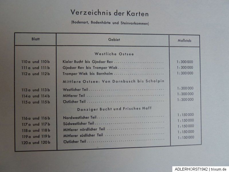 Boat Atlas German Kriegsmarine Southern Baltic Sea Chart Maps WW2