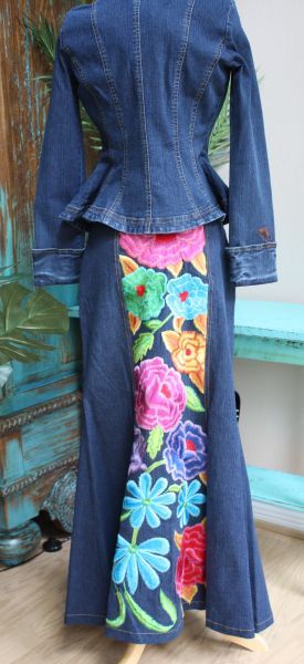 Wholesale WOW Vintage Collection Floral Denim Skirt XS