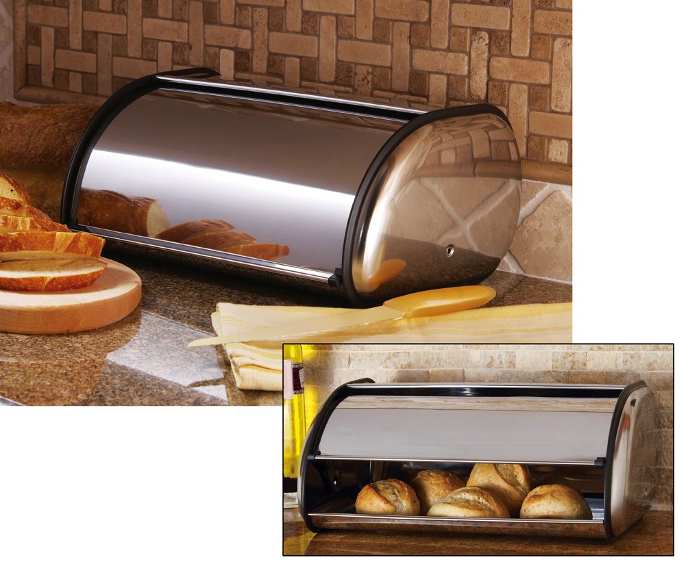 Stainless Steel Bread Box Cover Organizer Kitchen Counter Decor