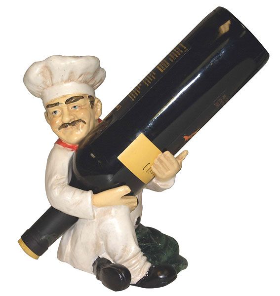 Chef Wine Bottle Holder Kitchen Decor New 