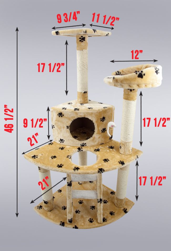 Cat Tree 47 Kitten Condo Furniture Scratching Post Pet House Beige