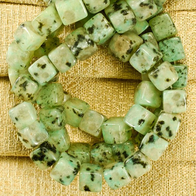 8x8mm Kiwi Jasper Gemstone Square Beads Strand 16 1 3