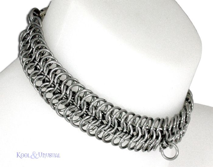 Narrow Steel Chain Mail Slave Collar by Sinpatiko Goth Punk Emo