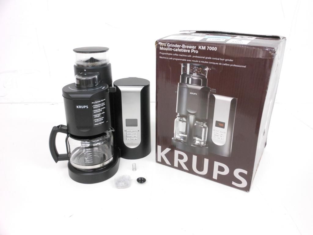 Krups KM7000 10 Cup Grind Brew Coffee Maker w Stainless Steel Conical