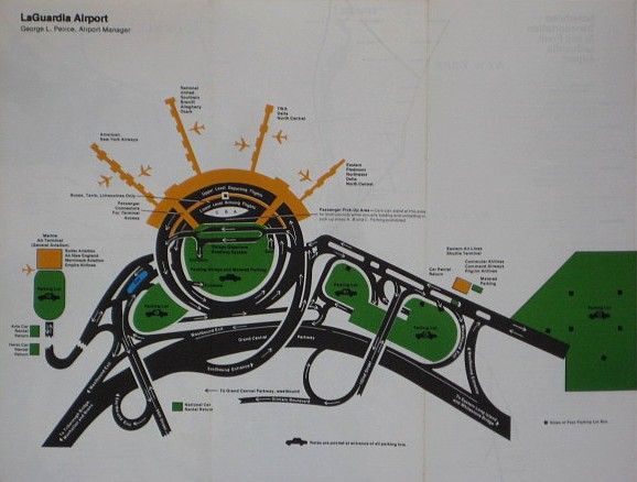 1978 LaGuardia Airport Terminal Map Eastern Braniff Ozark Piedmont