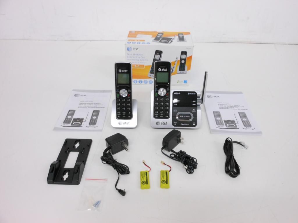 DECT 6 0 Cordless Phone Connect to Cell Silver Black 2 Headsets