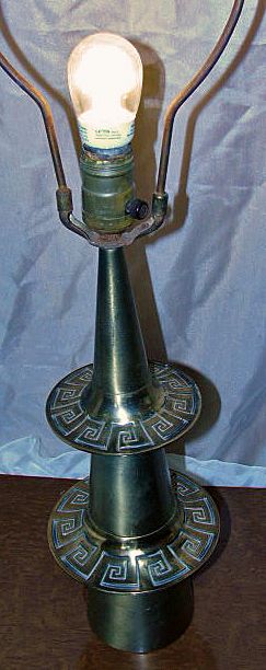 Lamp Mod Art Moderne 1950s Egyptian Revival Style Brass Table Lamp 29