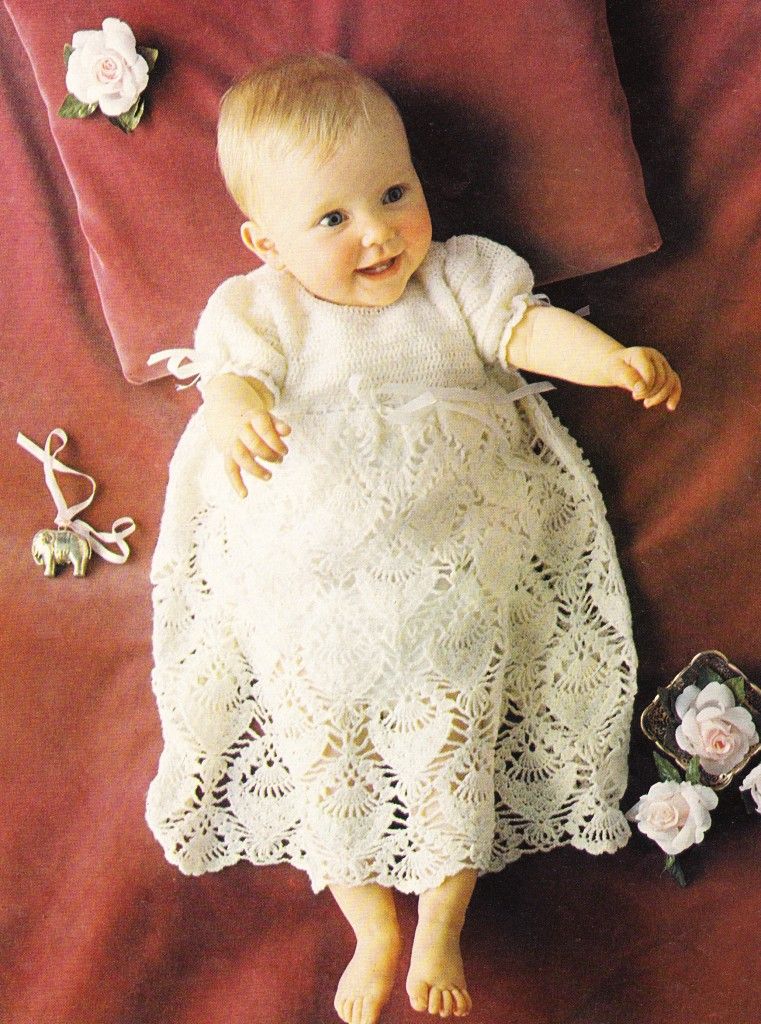 Lacy Christening Gown 2ply Baby Crochet Pattern