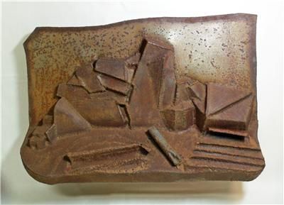 ABSTRACT sculpture wall hanging art rusty landscape * free US shipping