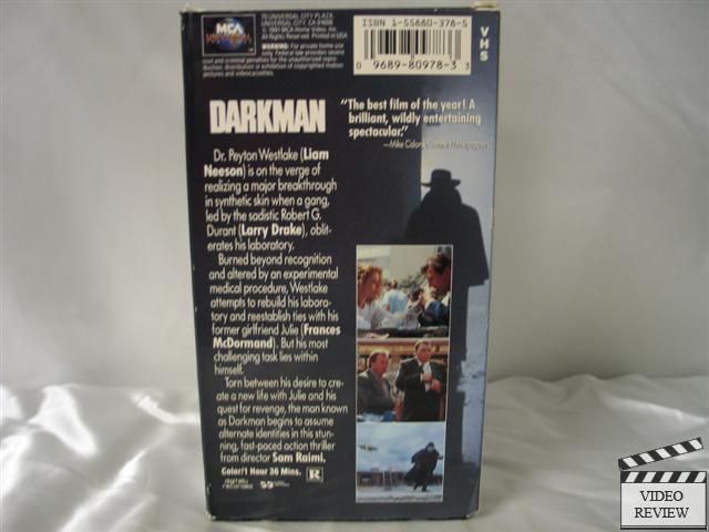 Darkman VHS Liam Neeson Larry Drake Sam Raimi 096898097833