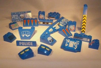 Lego Blue Printed Bricks Slopes Pieces Bulk Lot of 19 Space Exoforce I