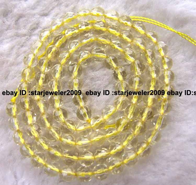 4mm Natural Lemon Quartz Round Faceted Beads 15 5