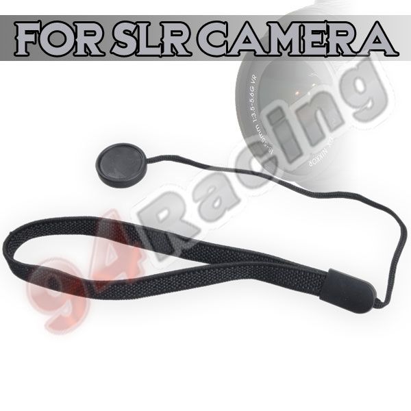 Black Lens Cap Keeper Holder Cord Leash for SLR Camera