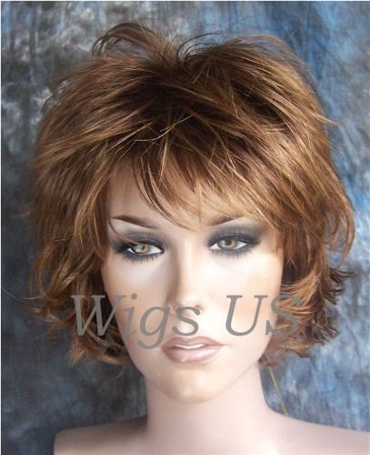 Auburn Root Strawberry Tip Choppy Layers Flip Short Wig