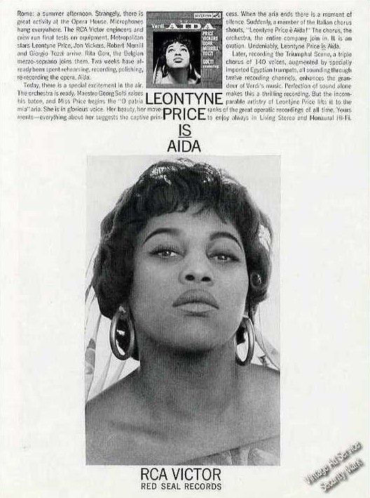 1962 Beautiful Leontyne Price Photo Aida RCA Record Ad