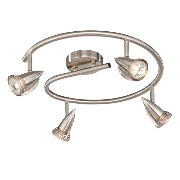 New 4 Light Track Spot Lighting Fixture Brushed Nickel Vaxcel