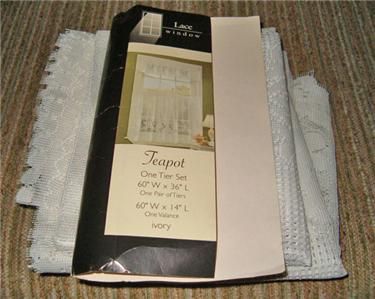 Teapot Lace Window Curtains Ivory 1 Set