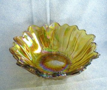 1960s 70s Indiana Glass Lily Pons Amber Carnival Bowl