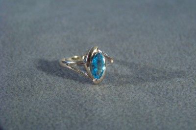 Antique Silver Marquise London Blue Topaz Fancy Ring