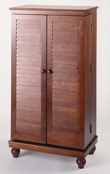 Solid Oak Louvered Door 612 CD DVD Storage Cabinet Rack