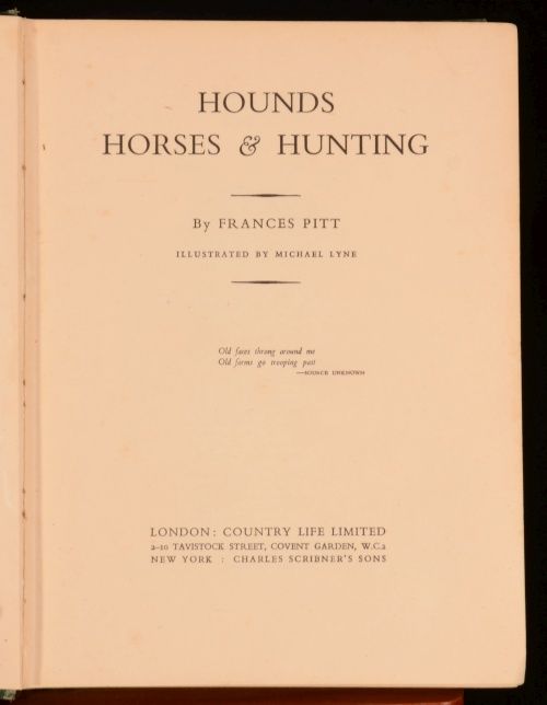 Horses and Hunting by Frances Pitt Illustrated by Michael Lyne