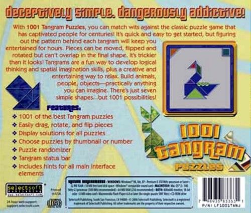 1001 Tangram Puzzles New PC XP Vista Win 7 SEALED