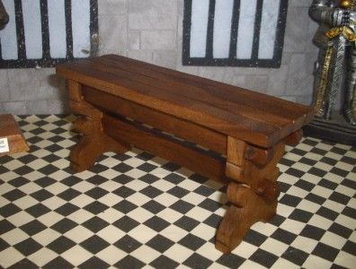 Dolls House Long Narrow Tudor Medieval Banquet Refectory Table Walnut