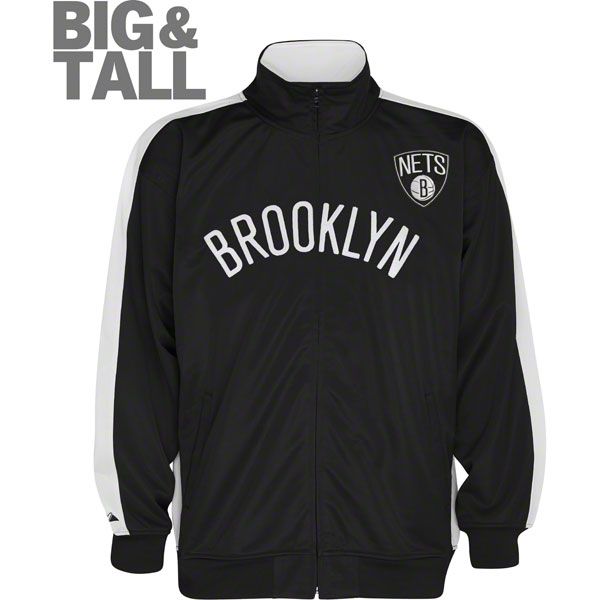 Brooklyn Nets Black White Big Tall Tricot Track Jacket