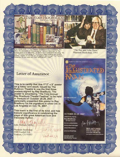 Ray Bradbury Rubicon Signed Poster 1 3 Illustrated Man