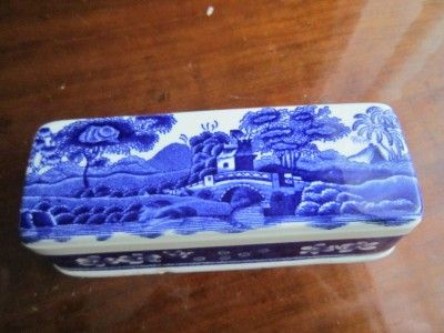 RARE Copeland Spode Tower Blue Transfer Ware Covered Butter Dish No