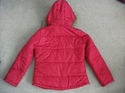 Marvin Richards L Quilted Parka Jacket Red Fur Trimmed Hood Winter