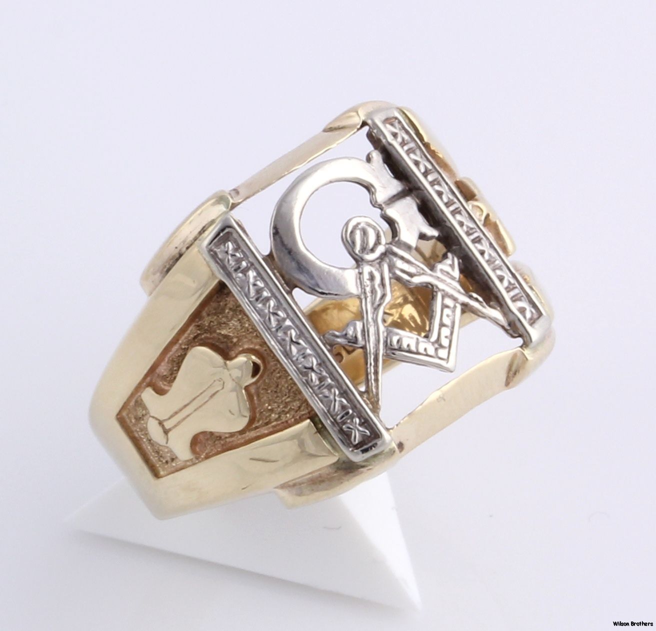 Vintage Masonic Master Mason Blue Lodge Ring 14k Yellow White Gold