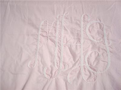 Monogrammed Bedding Set Letters MHJ Twin Size Peach Pink Coverlet