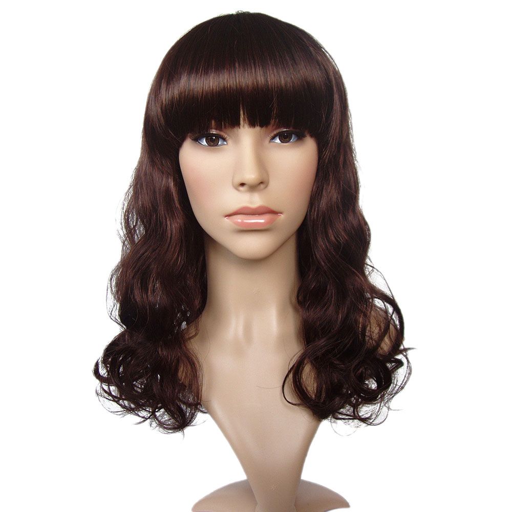 Accessories Stylish Neat Bang Medium Curly Hair Wig 17 72 Inch