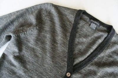 MENDOCINO Gray 100% Merino Wool Stretch Button Down Cardigan Sweater