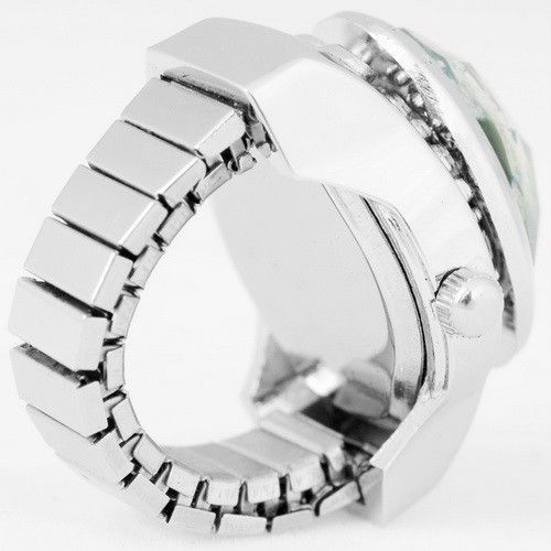 Unisex Womens Mens Synthetic Emerald Finger Watch Ring