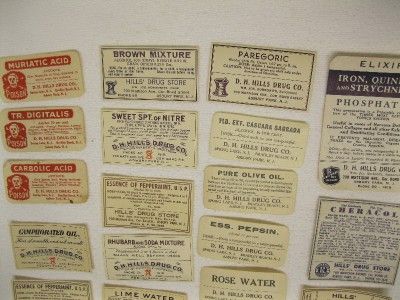 Paper Medicine Bottle Labels Lot Hills Drug Asbury Park NJ Spring Lake