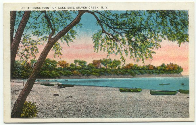 Silver Creek NY Light House Point Old Postcard New York