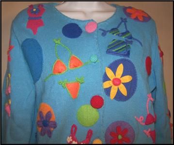 Michael Simon Beach Theme Cardigan Sweater Sz M Swimsuits