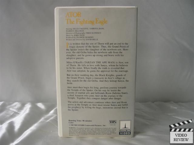 Ator The Fighting Eagle VHS Miles OKeeffe