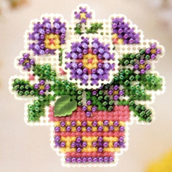 Pot Beaded Cross Stitch Kit Mill Hill 2005 Spring Bouquet